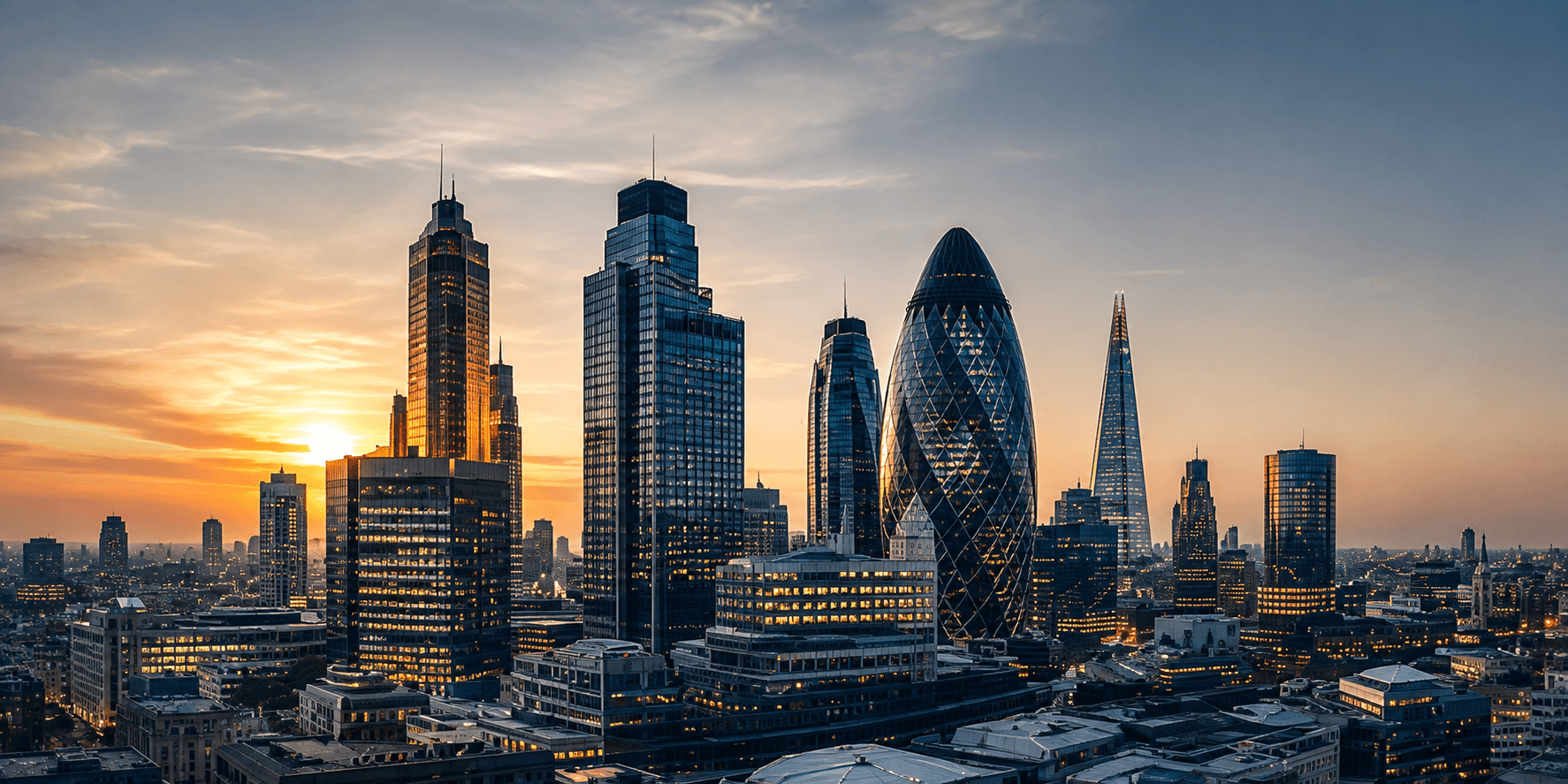 UK city skyline — energy infrastructure